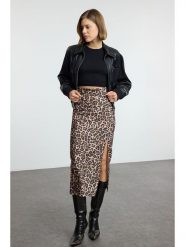 Trendyol Spódnica w kolorze beżowo-czarnym rozmiar: XS. Brązowe spódnice damskie Trendyol, xs, bez wzorów, midi. Za 65.99 zł.