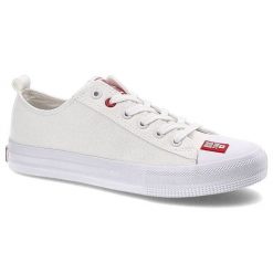 Trampki unisex Big Star, niski model sznurowany wykonany z materiału tekstylnego z metalowymi przelotkami gumowym noskiem i białą gumową podeszwą, bi. Białe trampki damskie Big Star, bez wzorów, z gumy, bez zapięcia. Za 85.00 zł.