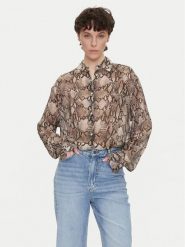 HUGO Koszula The Boyfriend 50539779 Brązowy Oversize. Brązowe koszule damskie Hugo, bez wzorów, z wiskozy, bez kołnierzyka, bez ramiączek. Za 399.99 zł.