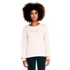 Bluza z wełna z ściągacze na co dzień na siłownię. Brązowe bluzy damskie LEONE 1947 APPAREL, bez wzorów, z poliesteru, bez kaptura. W wyprzedaży za 124.24 zł.