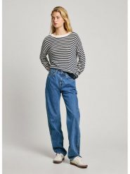 Pepe Jeans Sweter "Poppy" w kolorze granatowo-białym rozmiar: XL. Niebieskie swetry klasyczne damskie Pepe Jeans, xl, z bawełny, bez kołnierzyka. Za 158.10 zł.
