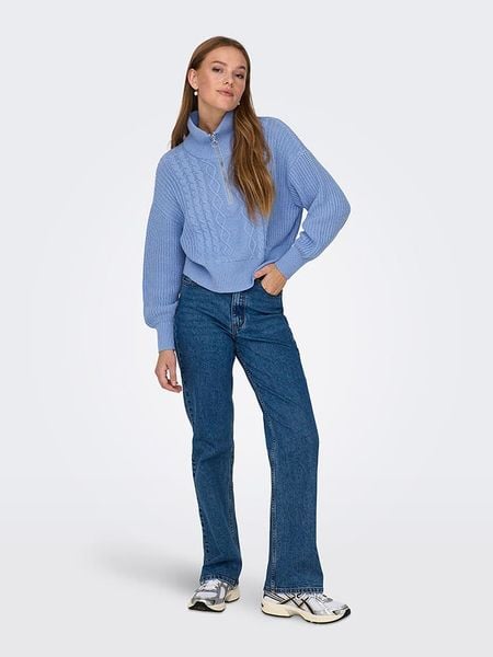 ONLY Sweter w kolorze błękitnym rozmiar: XL. Niebieskie swetry klasyczne damskie Only, xl, ze splotem, bez kołnierzyka. Za 109.26 zł.