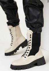 Beżowe Botki Workery z Elastyczną Cholewką Vegen. Brązowe botki damskie Born2be, z jeansu, eleganckie, bez obcasa, na obcasie, bez zapięcia. Za 199.99 zł.