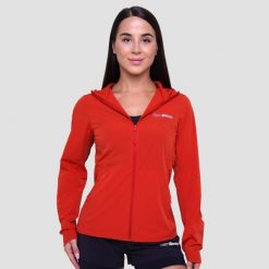 Kurtka damska bieganie z kapturem pomarańczowa Pulse. Brązowe kurtki damskie GYMBEAM, xl, bez wzorów, z elastanu, z kapturem. Za 168.90 zł.