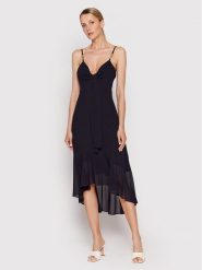Morgan Sukienka koktajlowa 221-RELAX Granatowy Regular Fit. Niebieskie sukienki damskie Morgan, bez wzorów, z syntetyku, wizytowe, bez ramiączek. Za 399.99 zł.