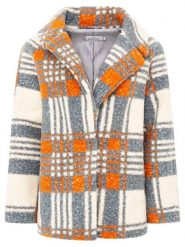 Zwillingsherz Płaszcz przejściowy w kolorze kremowo-szaroniebiesko-pomarańczowym rozmiar: L/XL. Brązowe płaszcze damskie Zwillingsherz, l, bez wzorów, bez kaptura. Za 205.45 zł.