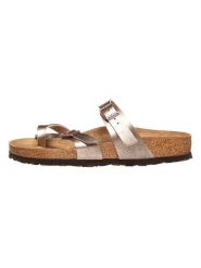 Birkenstock Japonki "Mayari" w kolorze złotym rozmiar: 35. Żółte klapki damskie Birkenstock, bez wzorów, z otwartym noskiem, bez obcasa, bez zapięcia. Za 156.98 zł.