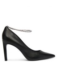 Calvin Klein Szpilki Ess Stiletto Hdw Chain Lth 90 HW0HW02718 Czarny. Czarne szpilki damskie Calvin Klein, bez wzorów, ze skóry, bez obcasa, na szpilce, bez zapięcia. Za 649.99 zł.