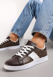 Brązowe Sneakersy z Printem Casica. Brązowe obuwie sportowe damskie Renee, bez zapięcia. Za 59.99 zł.