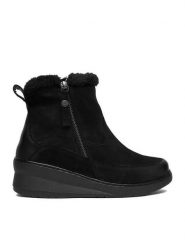 Go Soft Botki CEO-WI23-NUREN-01 Czarny. Czarne botki damskie GO SOFT, z nubiku, bez obcasa, na koturnie, bez zapięcia. Za 259.99 zł.