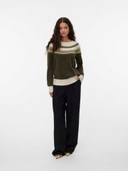 Vero Moda Sweter w kolorze khaki rozmiar: XL. Brązowe swetry klasyczne damskie Vero Moda, xl, z wełny, bez kołnierzyka. Za 118.01 zł.
