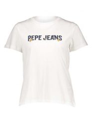 Pepe Jeans Koszulka w kolorze białym rozmiar: M. Białe bluzki damskie Pepe Jeans, m, bez wzorów, z bawełny, bez kołnierzyka, bez ramiączek. Za 87.61 zł.