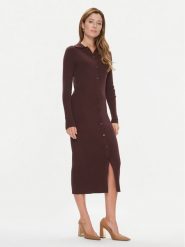 Calvin Klein Sukienka dzianinowa K20K206021 Bordowy Regular Fit. Czerwone sukienki damskie Calvin Klein, bez wzorów, z dzianiny, bez ramiączek. Za 849.99 zł.
