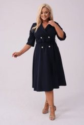 Elegancka granatowa żakietowa sukienka Marietta XXL OVERSIZE JESIEŃ. Żółte sukienki damskie Moda Size Plus Iwanek, bez wzorów, z elastanu, biznesowe, bez ramiączek. Za 325.00 zł.