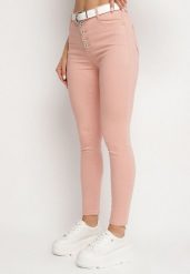Różowe Spodnie Skinny Kyllienne. Czerwone rurki damskie Born2be, na wiosnę, bez wzorów, z jeansu, z podwyższonym stanem. Za 59.99 zł.