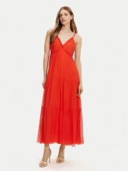Haveone Sukienka letnia AFF-N011 Pomarańczowy Loose Fit. Brązowe sukienki damskie Haveone, bez wzorów, z wiskozy, bez ramiączek. Za 429.99 zł.