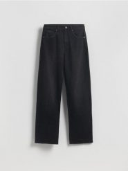 Jeansy wide leg - czarny. Czarne jeansy damskie Reserved, z podwyższonym stanem. Za 139.99 zł.