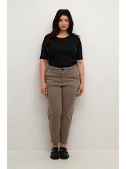 KAFFE curve Spodnie chino "Leana" w kolorze brązowym rozmiar: 44. Brązowe spodnie materiałowe damskie KAFFE curve, bez wzorów. Za 113.99 zł.