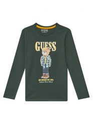 Guess Bluzka L5BI09I3Z14 Zielony Regular Fit. Zielone t-shirty i koszulki chłopięce Guess, z aplikacjami, z bawełny, bez kołnierzyka, bez ramiączek. Za 69.99 zł.