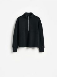 Bluza z dodatkiem modalu - czarny. Czarne bluzy damskie Reserved, l, bez wzorów, z dzianiny, bez kaptura. Za 129.99 zł.