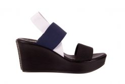 Sandały Bayla-116 16157 Black Navy White, Czarny/ Granat/ Biały, Materiał - 39. Czarne sandały damskie Bayla, bez wzorów, z materiału, bez obcasa, na koturnie, bez zapięcia. W wyprzedaży za 62.10 zł.