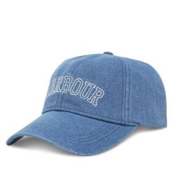 Czapka z daszkiem Barbour. Niebieskie czapki z daszkiem damskie Barbour, bez wzorów, z denimu. Za 119.99 zł.