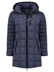 Geographical Norway Płaszcz pikowany "Bastia" w kolorze granatowym rozmiar: L. Niebieskie płaszcze damskie Geographical Norway, l, bez wzorów, bez kaptura. Za 297.26 zł.