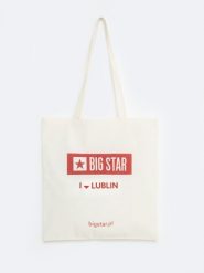 Torba bawełniana unisex Lublin 102. Białe torby podróżne Big Star, z bawełny, na ramię, z nadrukiem, bez dodatków. Za 4.99 zł.