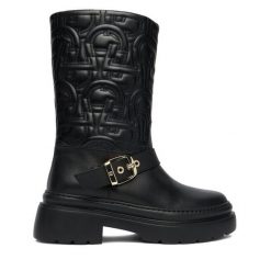 Botki Aigner. Czarne botki damskie Aigner, bez obcasa, na płaskiej podeszwie, bez zapięcia. Za 2,339.00 zł.