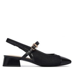 Czółenka Caprice. Czarne czółenka damskie Caprice, bez wzorów, bez obcasa. Za 339.99 zł.