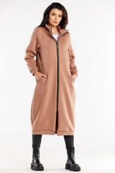 Długa bluza z kołnierzem zapinana na zamek beż. Bluzy damskie Infinite You, l, bez wzorów, z materiału, bez kaptura. Za 319.00 zł.