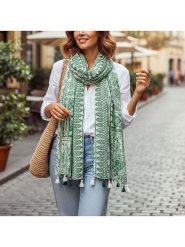 MENTHE À L'O Szal w kolorze zielono-białym - 170 x 85 cm rozmiar: onesize. Zielone szaliki damskie MENTHE À L'O, z aplikacjami, z bawełny. Za 140.53 zł.
