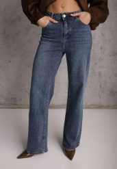 Niebieskie Jeansy Wide Leg High Waist Jenivia. Niebieskie jeansy damskie Renee, bez wzorów, z jeansu. Za 129.99 zł.