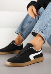 Czarne Sneakersy w Stylu Klasycznych Tenisówek Ahleria. Czarne obuwie sportowe damskie Born2be, z jeansu, bez zapięcia, tenisowe. Za 89.99 zł.