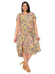 Aller Simplement Sukienka w kolorze beżowym rozmiar: 50/52. Brązowe sukienki damskie Aller Simplement, bez wzorów, z bawełny, klasyczne, bez ramiączek. Za 82.99 zł.