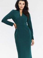 Sukienka Model A667 Bottle Green - awama. Zielone sukienki damskie Awama, bez wzorów, z elastanu, biznesowe, bez ramiączek. Za 369.96 zł.