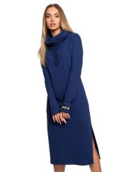 Made of emotion Sukienka w kolorze ciemnoniebieskim rozmiar: M. Niebieskie sukienki damskie Made Of Emotion, bez wzorów, bez ramiączek. Za 237.45 zł.