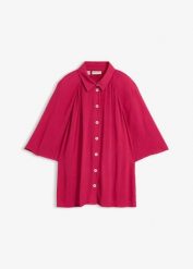 Bluzka oversize ze strukturalnej wiskozy. Czerwone bluzki damskie bonprix, bez wzorów, z wiskozy, bez kołnierzyka, bez ramiączek. Za 107.99 zł.