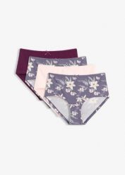 Figi maxi panty (4 pary). Czerwone figi bonprix, bez wzorów, z bawełny. Za 69.99 zł.