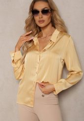 Beżowa Klasyczna Koszula z Guzikami Pianelle. Brązowe koszule damskie Renee, l, bez wzorów, z jeansu, eleganckie, bez kołnierzyka, bez ramiączek. Za 99.99 zł.