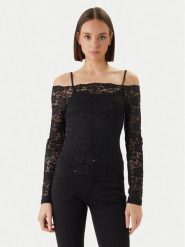 Morgan Bluzka 251-TKISS Czarny Slim Fit. Czarne bluzki damskie Morgan, m, bez wzorów, z syntetyku, bez kołnierzyka, bez ramiączek. Za 199.99 zł.