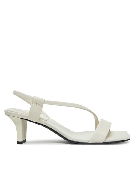 Calvin Klein Sandały Heel Sandal 50 Squared Lth HW0HW02534 Biały. Białe sandały damskie Calvin Klein, bez wzorów, ze skóry, bez obcasa, na słupku, bez zapięcia. Za 649.99 zł.