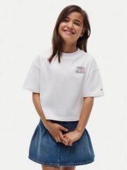 Tommy Hilfiger T-Shirt KG0KG09465 Biały Regular Fit. Białe koszulki i t-shirty dziewczęce Tommy Hilfiger, bez wzorów, z bawełny, bez kołnierzyka, bez ramiączek. Za 169.99 zł.