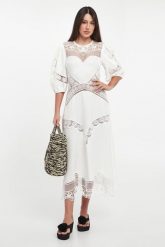 Sukienka midi ażurowa TWINSET. Sukienki damskie Twinset Milano, w ażurowe wzory, bez ramiączek. Za 1,689.00 zł.