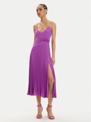 Nissa Sukienka koktajlowa RS14816 Fioletowy Regular Fit. Fioletowe sukienki damskie Nissa, bez wzorów, z syntetyku, wizytowe, bez ramiączek. Za 839.99 zł.