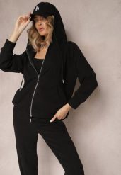 Czarny Komplet Dresowy 2-częściowy z Bluzą i Spodniami Serenitea. Czarne bluzy damskie Renee, s, bez wzorów, z dresówki, z kapturem. Za 49.99 zł.