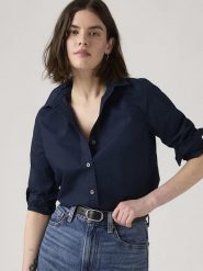 Levi's Koszula w kolorze granatowym rozmiar: S. Niebieskie koszule damskie Levi's, s, bez wzorów, z bawełny, bez kołnierzyka, bez ramiączek. Za 119.95 zł.