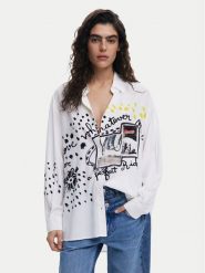 Desigual Koszula Persefone 25SWCW41 Biały Loose Fit. Białe koszule damskie Desigual, l, bez wzorów, z wiskozy, bez kołnierzyka, bez ramiączek. Za 199.99 zł.