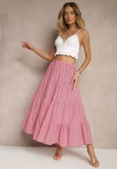 Czerwona Spódnica w Kratkę z Bawełny o Rozkloszowanym Kroju Stemani. Czerwone spódnice damskie Renee, na spotkanie biznesowe, m, bez wzorów, z bawełny, eleganckie, maxi. Za 69.99 zł.