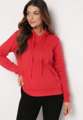 Czerwona Bluza z Kapturem Kasseia. Czerwone bluzy damskie Born2be, l, bez wzorów, z dzianiny, z kapturem. Za 39.99 zł.